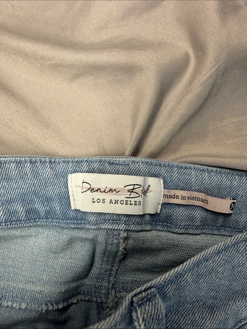 Denim Blvd  Light Blue Denim Shorts with Side Lace-Up Detail - Size M (15” waist